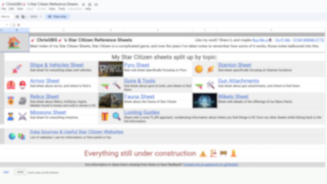ChrisGBG's Star Citizen Reference Sheets